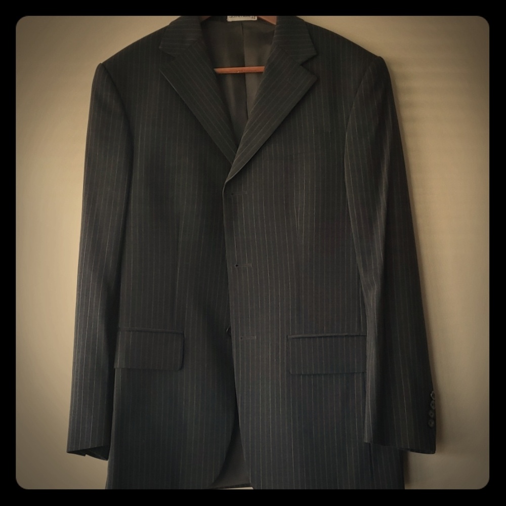Geoffrey Berne Striped Black Suit
